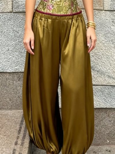 Brocade Corset & Satin Harem Pants Set