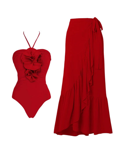 Strappy One-Piece with Removable 3D Floral