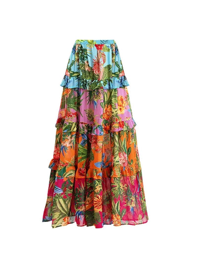 Vacation Print One Piece Swimsuit Set