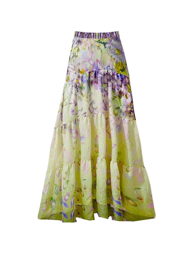 Floral Appliqué Tie-Up Fairy Style Swimsuit