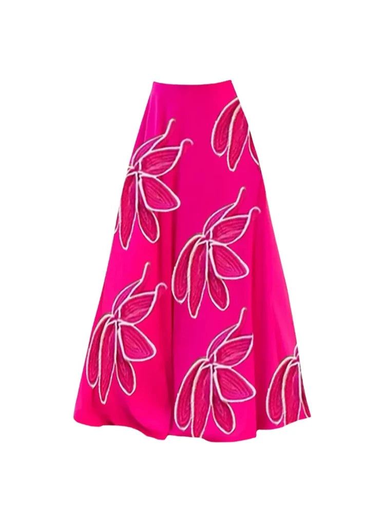 Petal Decor Fluorescent One Piece Swimsuit Set