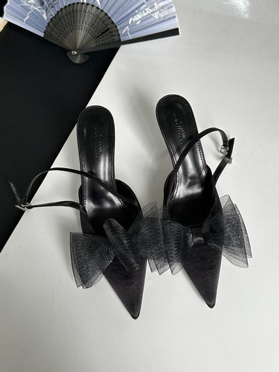 Bow-Embellished Stiletto Sandals