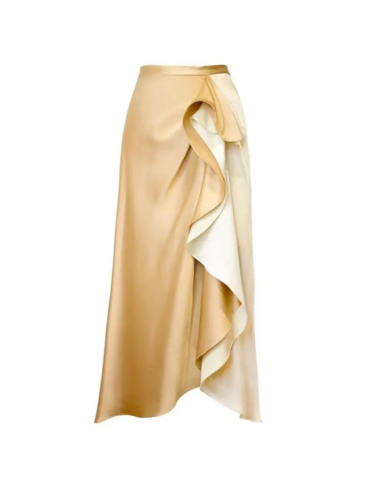 Foil Print Deep V Ruffle One Piece Swimsuit