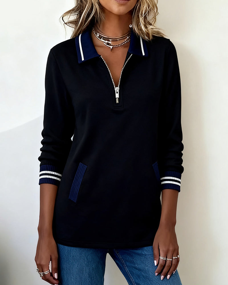 Stella® | Loose Sweatshirt with Lapel and Zipper