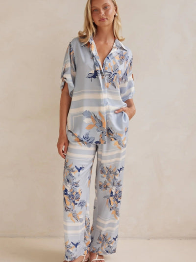 Casual Printed Cardigan Home Set