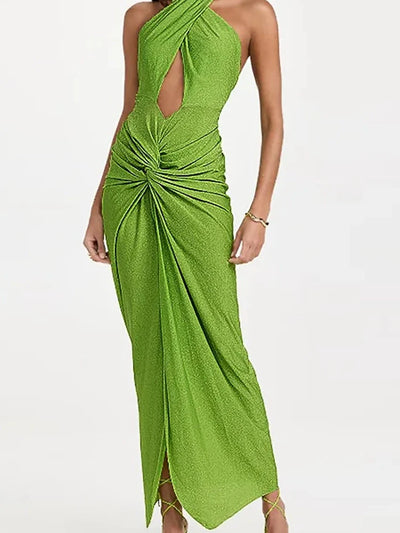 Sparkling Fabric Halter Neck Sexy Swimsuit Set