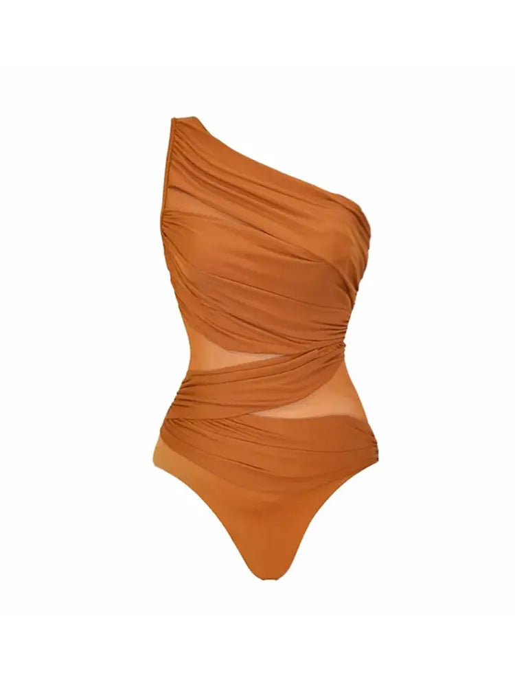 One-Shoulder Monokini Swimsuit Set