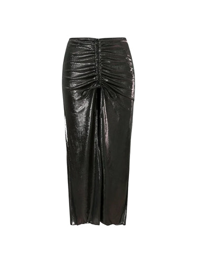 Black Sequin Appliqué Cutout Glossy Swimsuit