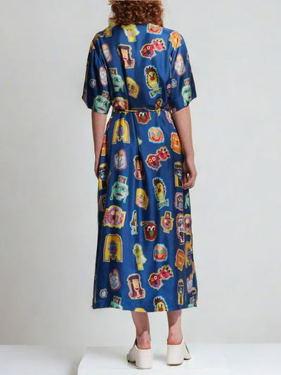 Unique Graffiti Fun Print Midi Dress