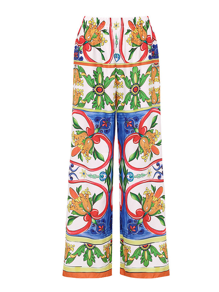 Ruffle Enamel Floral Bikini Swimsuit Set