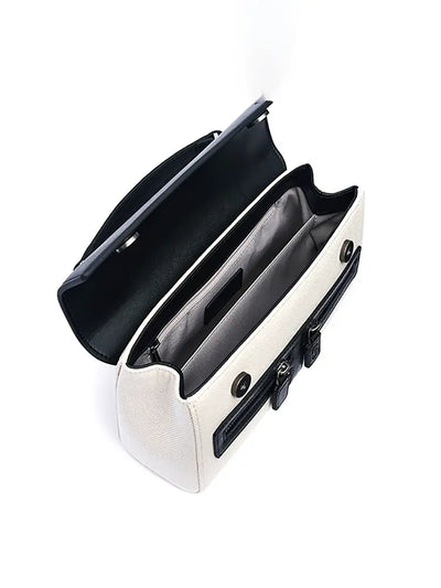 New Pebbled Leather & Canvas Shoulder Crossbody Tote