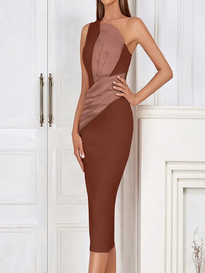 One-Shoulder Pink Asymmetrical Evening Gown