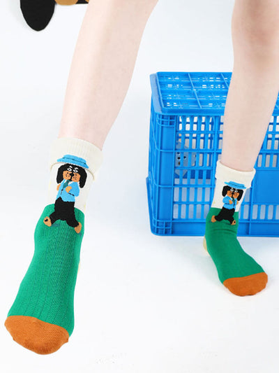 Cartoon Puppy Pattern Socks