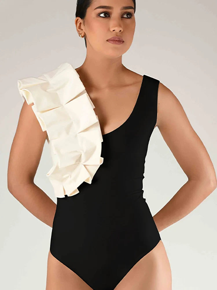 Elegant Polka Dot One-Piece Swimsuit