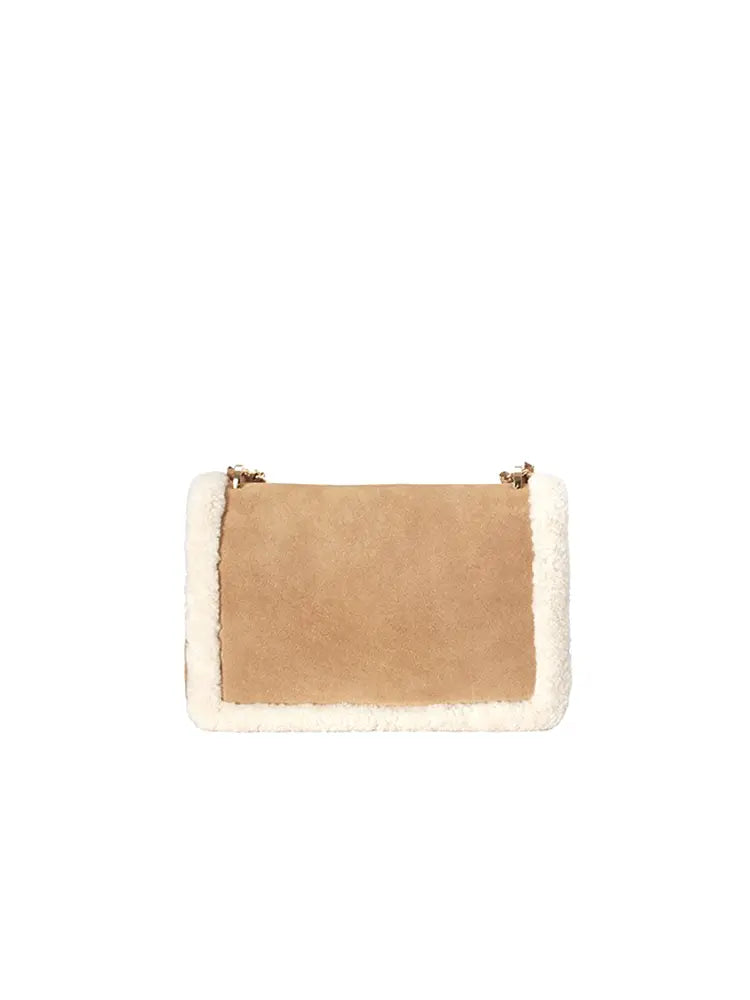 Vintage Shearling Leather Shoulder Crossbody Bag