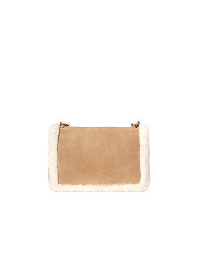 Vintage Shearling Leather Shoulder Crossbody Bag