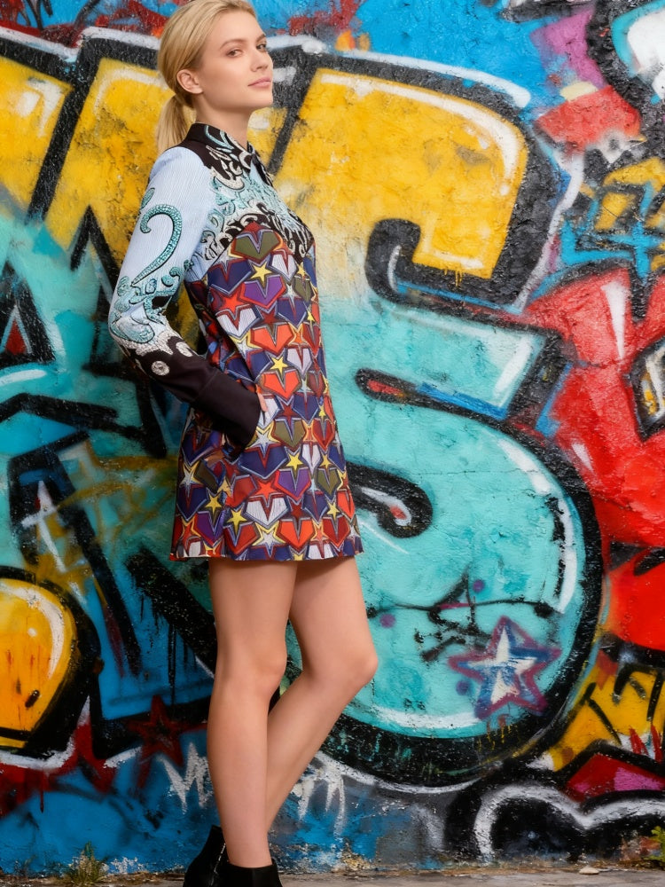 Baroque Print Shirt Dress