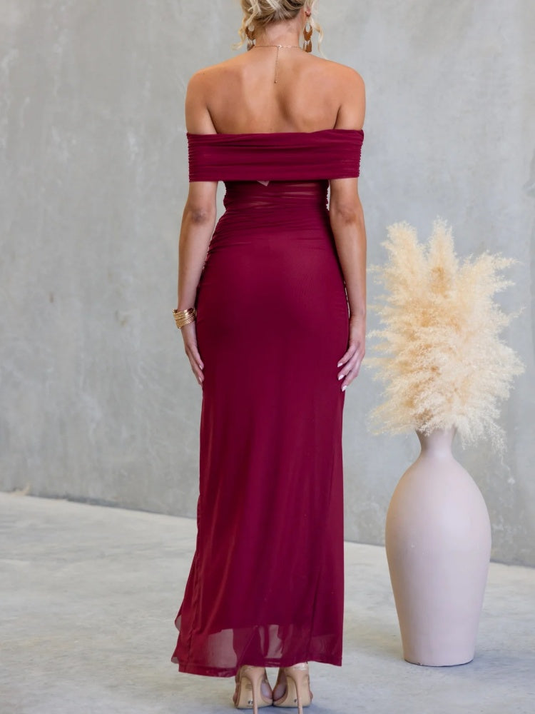 Slit  Sheer Bodycon Maxi Dress