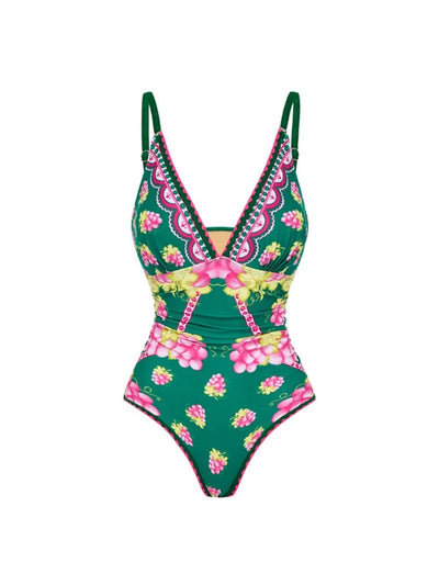 Deep V Spaghetti Strap Skirted Swimsuit Set