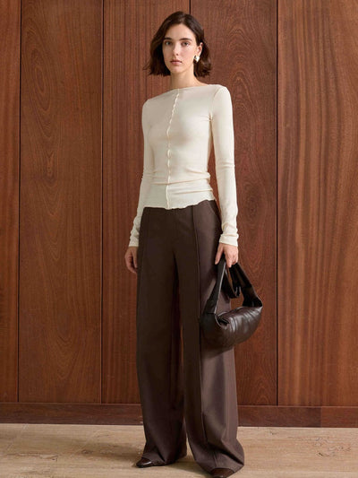 Romantic Bateau Neck Knit Top