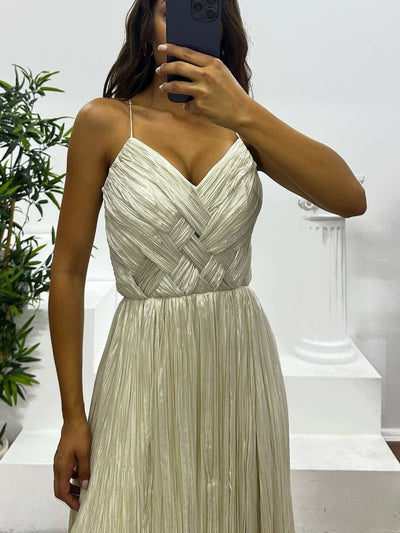 Pleated Sleeveless Maxi Dress