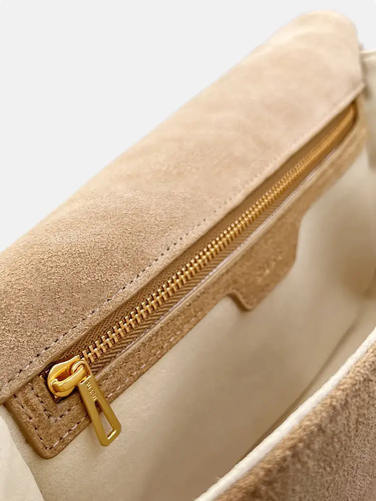 Vintage Shearling Leather Shoulder Crossbody Bag