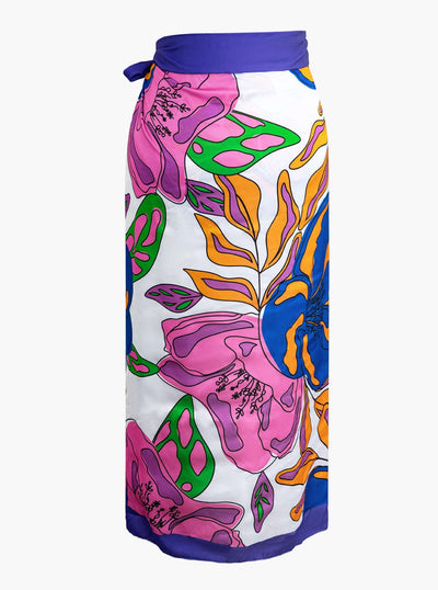 Floral Print Tummy Control One-Piece Swimsuit And Cover Up Set