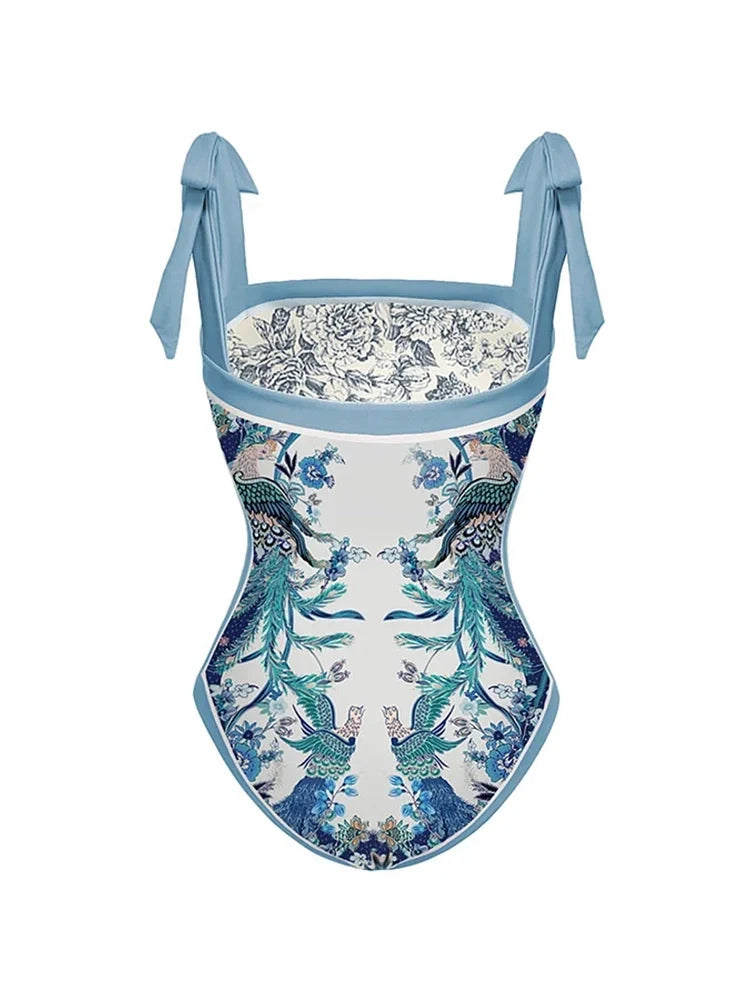 Reversible Tie Back Swimsuit and Skirt Set