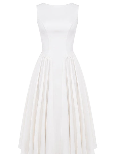 White Twill Midi Sundress