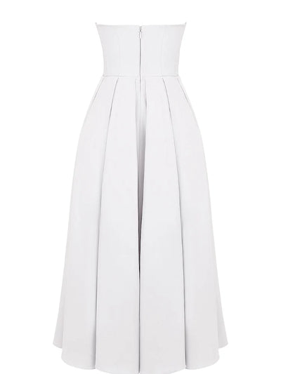 White Strapless Midi Sundress
