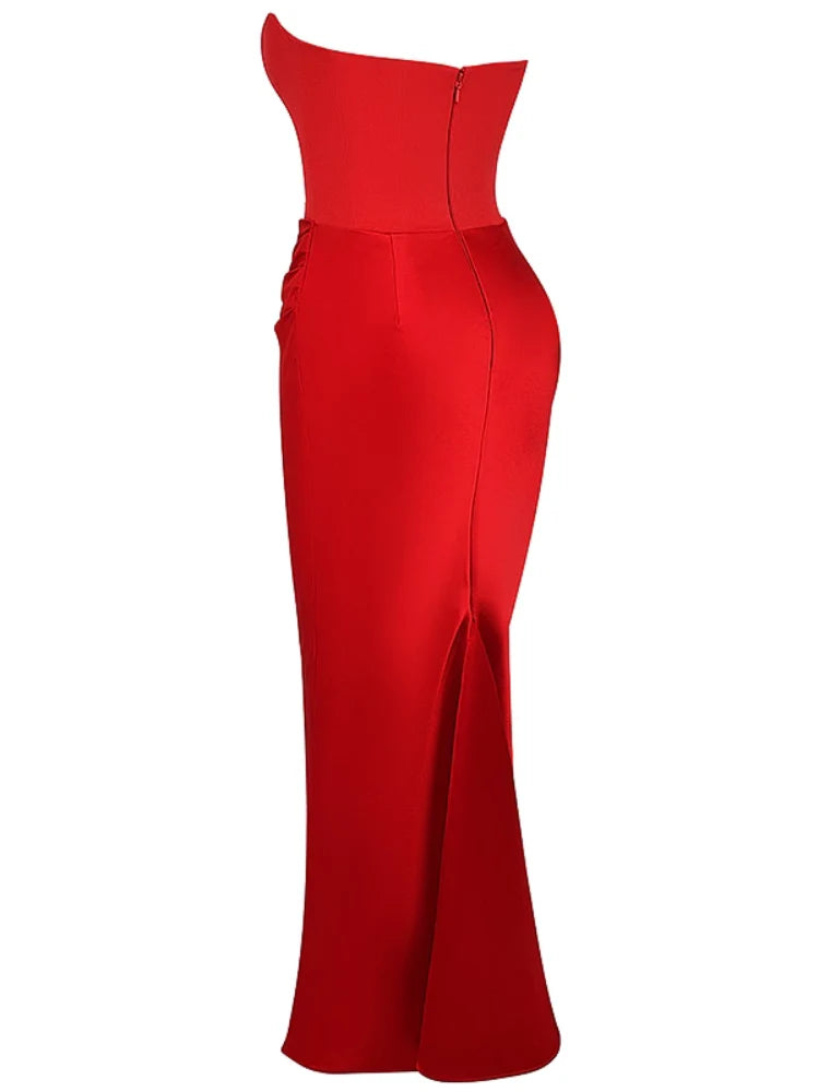 Scarlet Strapless Corset Maxi Dress