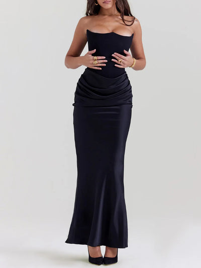 black strapless co chromosome dress