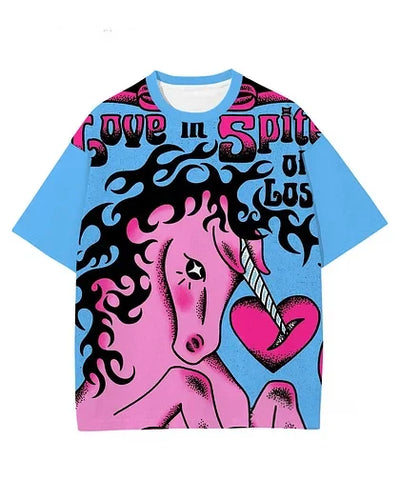 Pink Horse Print Short Sleeve T-Shirt