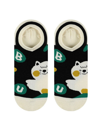 Cartoon Kitty Boat Socks