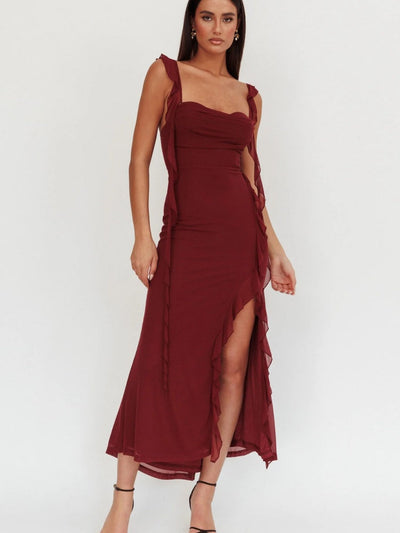 Slim Slit Sleeveless Summer Midi Dress