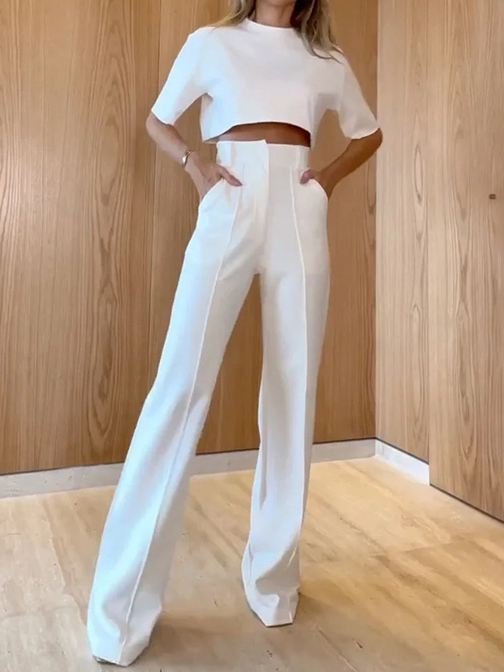 Contour Top & Pocket Wide Leg Pant Set