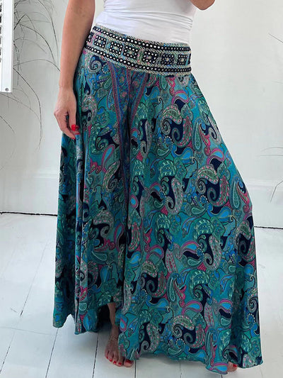 Ethnic Paisley Print Wide Leg Flares