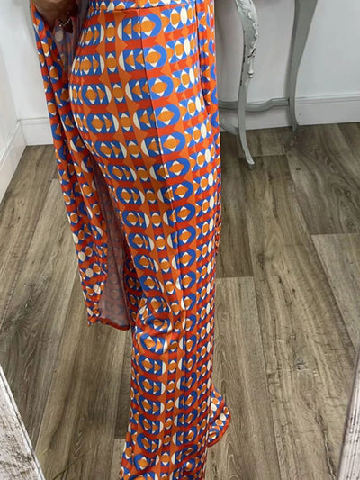 Retro Checkered Flare Pants Set