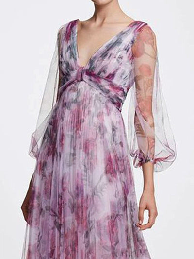 Printed Chiffon Maxi Dress