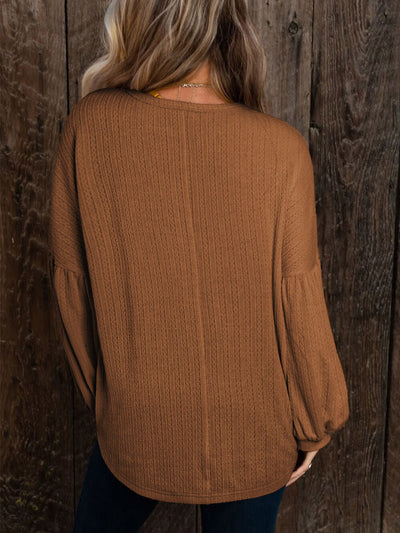 Orange Jacquard Knit Long Sleeve Pullover