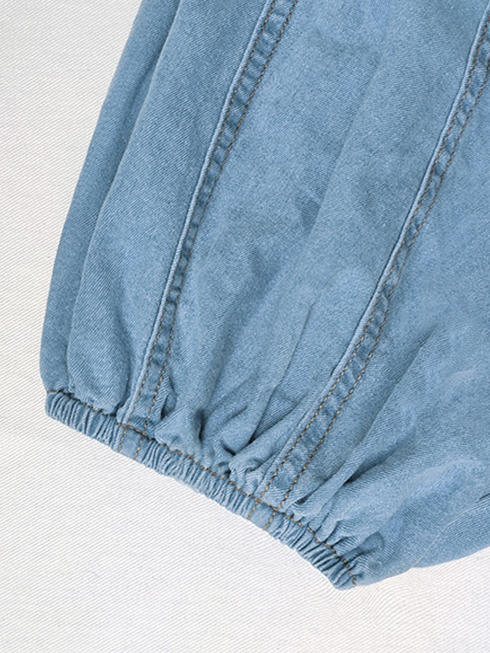 Loose Puff Sleeve Denim Short Shirt