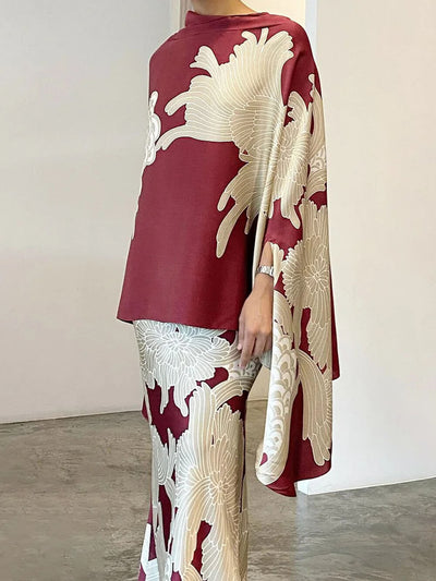 Fashionable Large Floral Loose Suit