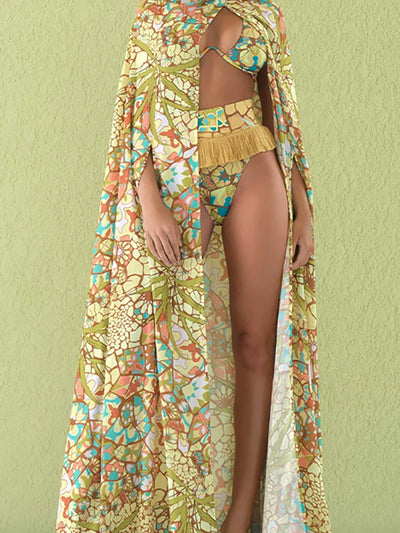 Boho Tassel Tribal Print Bikini Set