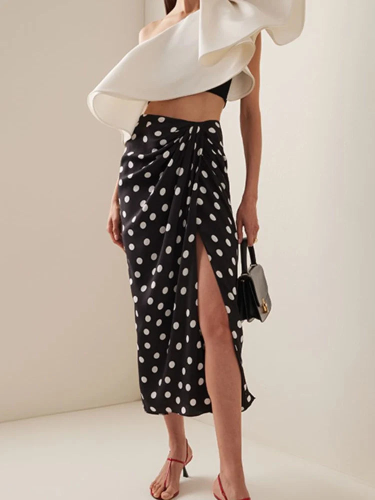 Bikini Set with Polka Dot Wrap Skirt
