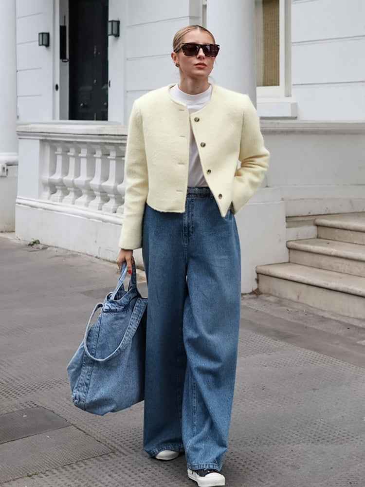 Round Neck Slim Jacket