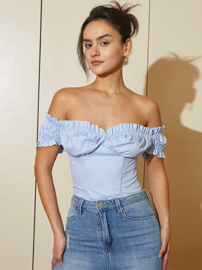 Parisian Style Bardot Crop Top