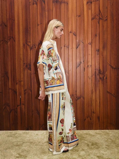 Linen Vacation Drawstring Long Pants Set