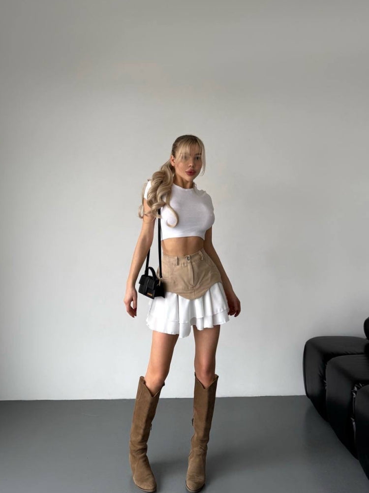 Sexy Paneled Mini Skirt