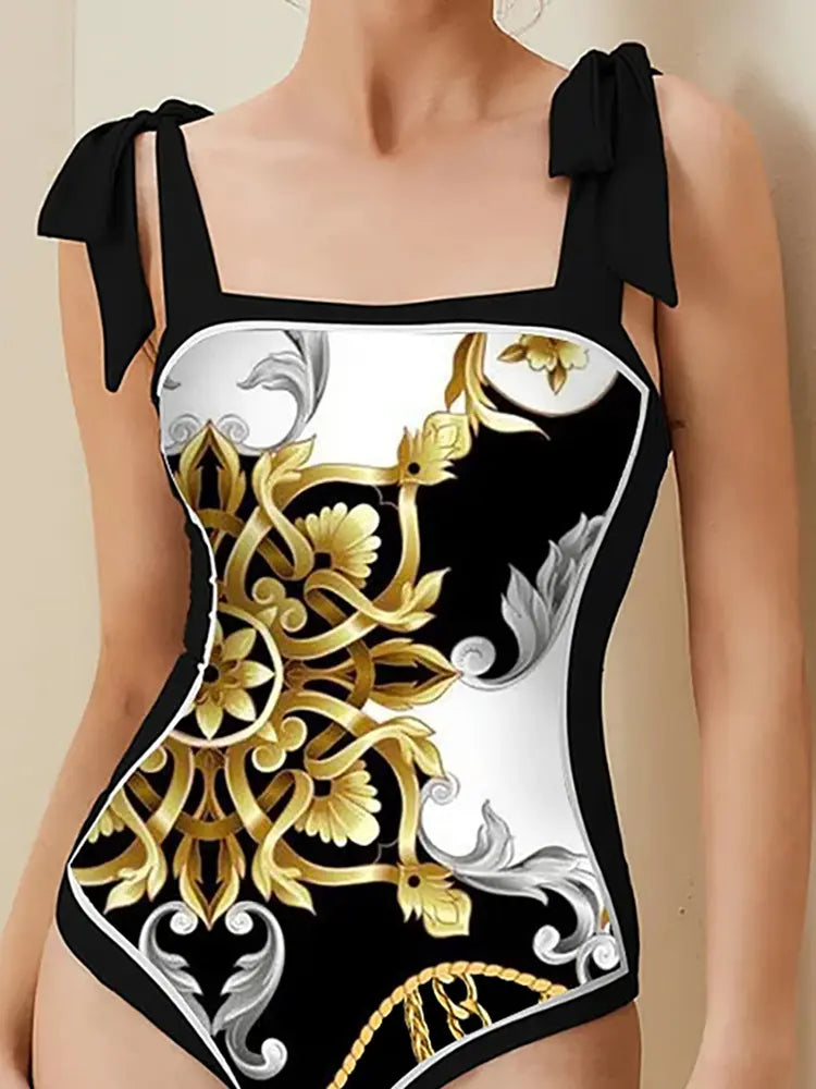 Reversible Retro Print One Piece Swimsuit