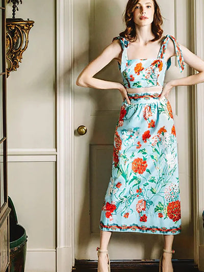 Lace Trim Tie-Up French Style Bikini Set